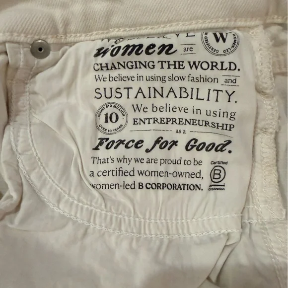 Frank & Eileen Monaghan Ivory High Rise Straight Crop Raw Hem Jeans 30 - Picture 12 of 15